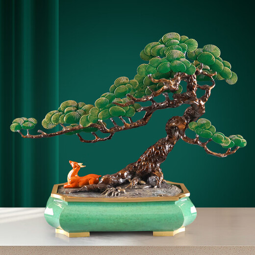 
Jinfuxi Welcoming Guest Pine Brass Large Ornament High-end Atmospheric New Chinese Style Living Room Office Villa Decoration Company Opening Gift BJ1391---Welcoming Guest Pine