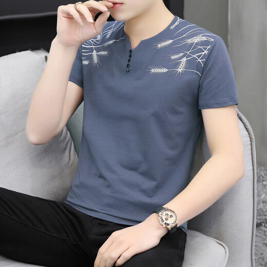 
Poresno chicken heart neck short sleeve pure cotton men's T-shirt solid color simple V-neck summer Korean style trendy brand youth men's base top white Q693 short sleeve M suggests 90-100Jin [Jin equals 0.5 kg] All size