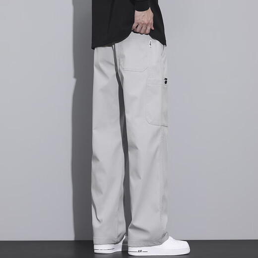 File Taiping 2025 Frühlings- und Sommer-Neuer Männer-Casual-Hosen arbeiten Hosen gerade lose Hose mit breiten Beinen Männer Z9856 Schwarz Fn M.
