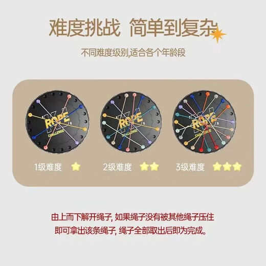 Luse rope unplugging challenge board game children's educational toys brain thinking training concentration two-person battle interaction, rope unplugging battle [23*23*1.8CM]