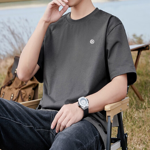 Short-sleeved T-shirt for men 2025 new summer pure cotton trendy men's loose top half-sleeved men's T-shirt White pure cotton short-sleeved - 1365 S Recommended 90-115Jin [Jin equals 0.5 kg]