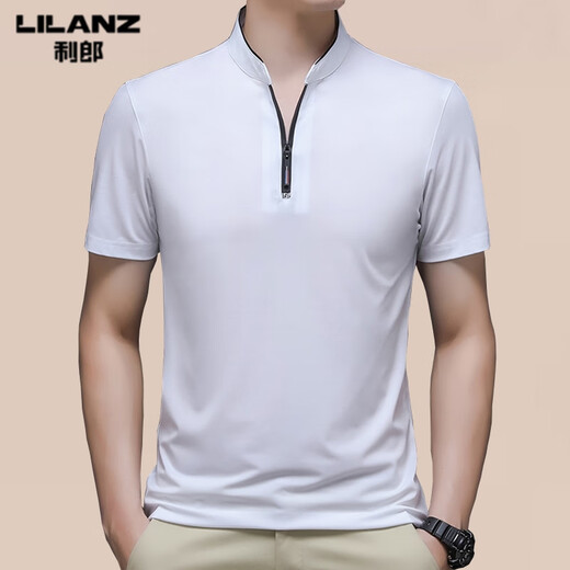T-shirt à manches à manches courtes de Lilang Collier de support mince d'été masculin Colon Coton Colton Colorde Couleur solide pour hommes Trendy T Black M 165 (adapté au poids 90-120 Jin [Jin est égal à 0,5 kg]))