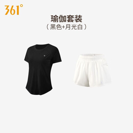 361 Costumes sportifs pour les femmes en été minces de sports de sport à demi-longueur de course sportive pour les femmes noires + moon clair blanc m
