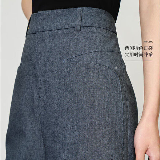 
Olrain gray versatile commuter suit mid-pants women's summer 2025 new straight-leg thigh shorts gray M
