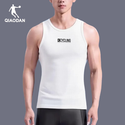 Jordan Sports Vest Men's 2025 Summer New Mesh Breathable Quick-Drying Cycling Sleeveless Top Men's Running Fitness T-Shirt Jordan White M/170