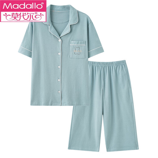 莫代尔睡衣女2025新款夏季薄款纯棉短袖七分裤家居服女士夏天可外穿套装 9893# M 建议80-100斤