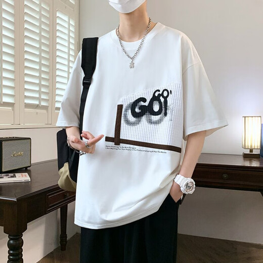 TTPMER SUMME Brand à tendance Couleur contrastée T-shirt à manches courtes T-shirt Men's Youth LoUt Style D693 [haute qualité] blanc M recommandé 90-105 Jin [Jin est égal à 0,5 kg]