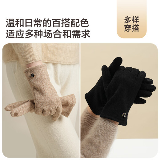 Guantes tibios de lana jiumu para mujeres en otoño e invernal a prueba de viento y protección contra el frío, además