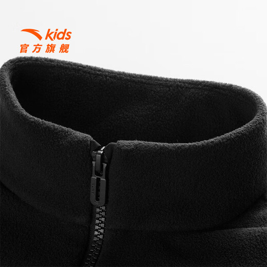 安踏儿童外套男女童装2025秋季新款舒适保暖时尚亲肤摇粒绒外套 基础黑-1 165