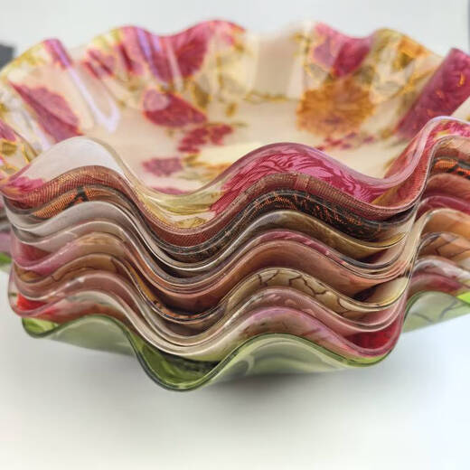 咏幻A694果盘彩花圆盘果盘有机玻璃盘子盘水果碎花22cm a6944号色-咖色22cm 490554