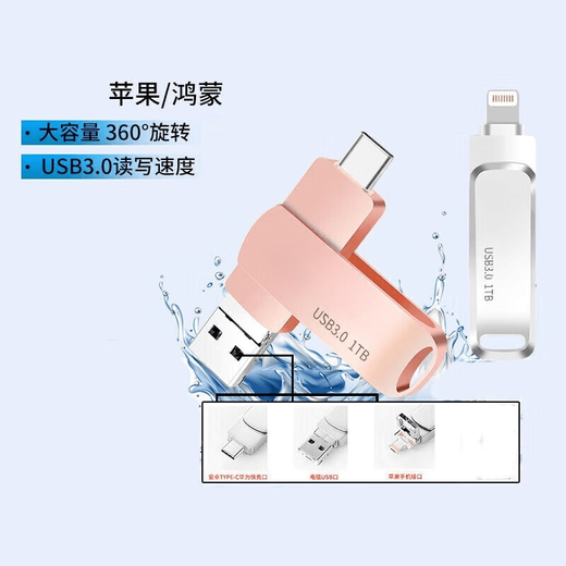 手机安卓电脑通用优盘高速3.0三合一大容量1T金属定制u盘 黑色 三合一接口256G