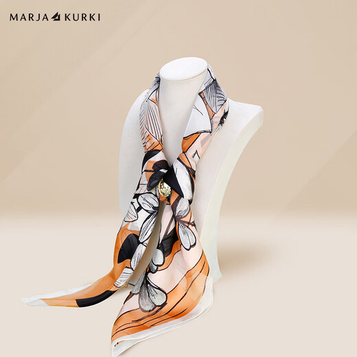 Maria Gucci (Marja Kurki) Bufanda de seda para mujeres cajas de regalo para ancianos Madre Big Buff. Gran bufanda de seda de morera de alta gama. Regalos de seda. Bufanda naranja. Caja de cubierta de hebilla.