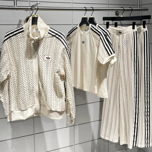 阿迪达斯 （adidas）三叶草女子运动休闲复古镂空针织短袖外套长裤KC0749KC0770 白色外套KC0749 （） XXS