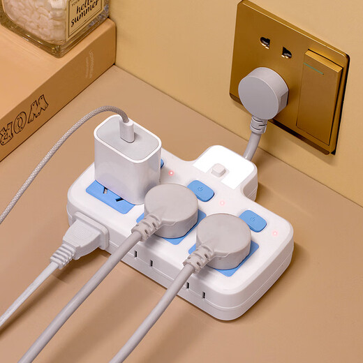 Nur Mittagssteckdose, kabelloser Konverter, Nachtlicht, USB-unabhängiger Schalter, Multifunktions-One-Turn-Mehrpositionssteckdose, Multi-Loch-Funkkopf, One-Turn, zwei reines Kupfer + Blitzschutz