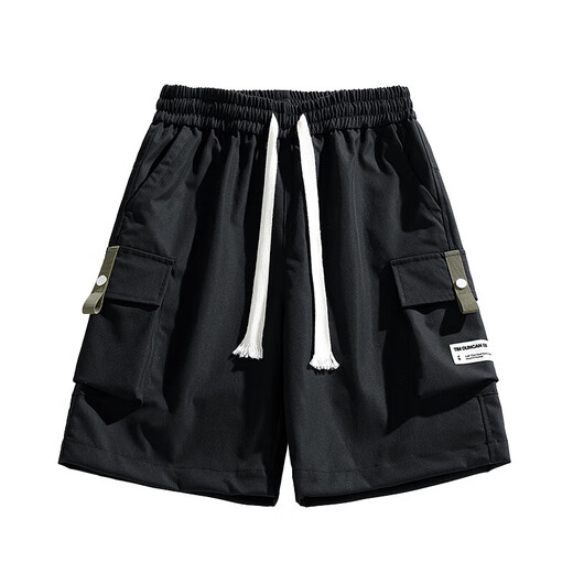 NASA [Summer thin loose] Functional tooling shorts for men straight casual sports five-point pants Military green + black Working style + logo XL (135-150Jin [Jin equals 0.5 kg])