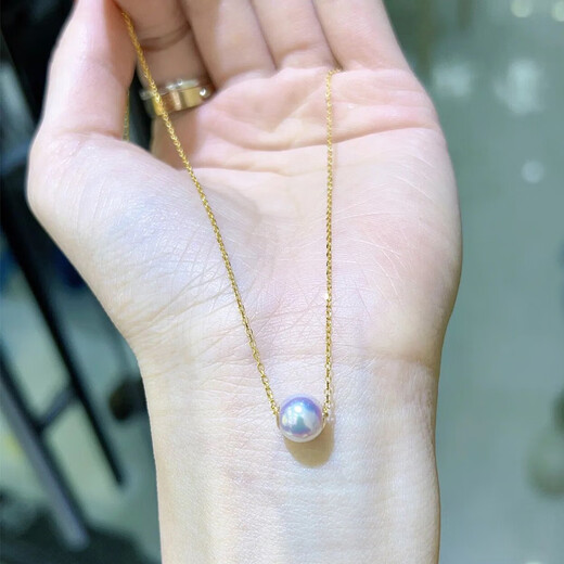 Yingxin seawater pearl necklace pendant round clavicle chain a seawater pearl single + free silver chain 7 o'clock 5-8mm45cm