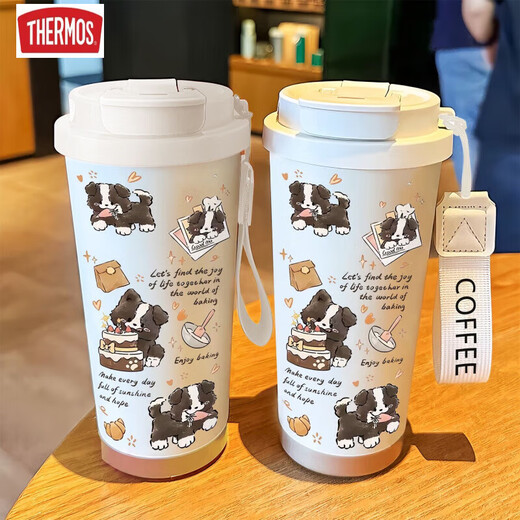 膳魔师（THERMOS）开心小狗保温杯不锈钢学生专用咖啡杯手拎便携新款男女水杯高颜值 DX1048毛绒百变小狗+配挂绳 陶瓷内胆