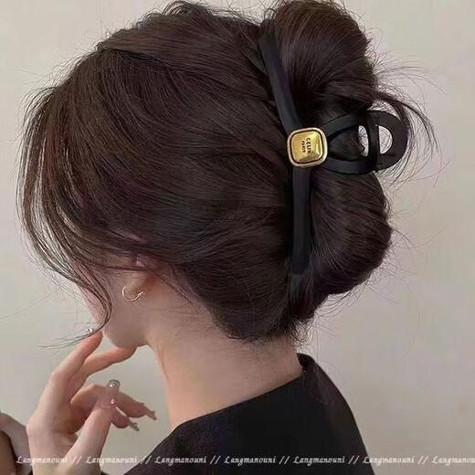 Temperament high-quality matte black clip large 13CM new shark hair clip clip women's back head scratcher headdress Peach heart [13CM] matte
