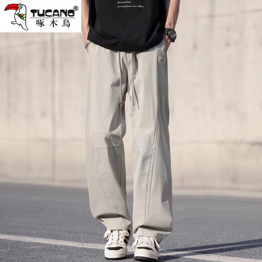 
Woodpecker casual pants men's 2025 summer trend American work pants men's loose and versatile straight wide-leg casual pants khaki XL recommended 130-150Jin [Jin equals 0.5 kg]