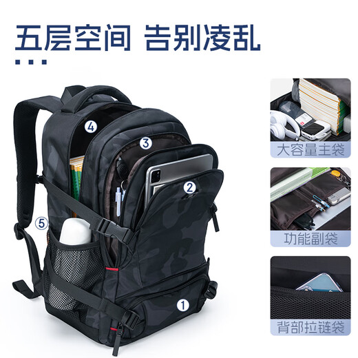 Zuo Junior High School Student School Born Reducing Ridge Protection Backpack Men's Leisure Travel Large Capacity Backpack Black
