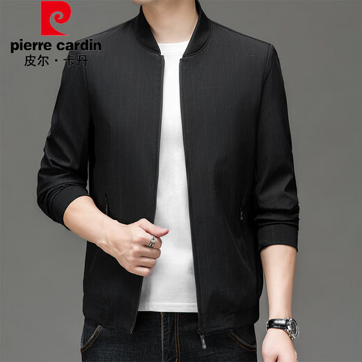 皮尔卡丹（pierre cardin）品牌夹克男款秋季爸爸装新款棒球服休闲商务男装中年上衣外套男 9902黑色 XL