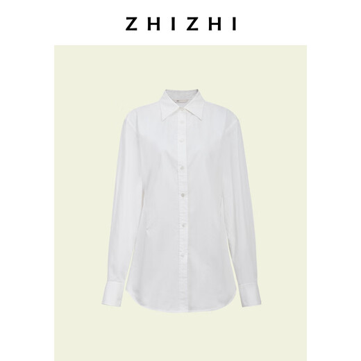 致知ZHIZHI 百宝妆 收腰微撞色细节衬衫25年秋季新款通勤显腰细 雅白 S