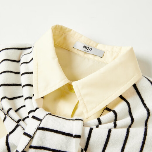MQD autumn striped shawl comfortable casual lapel shirt 235340104 yellow polish 130cm