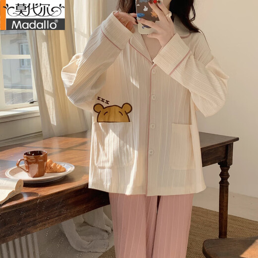 莫代尔2025年新款睡衣女款春秋夏季棉质长袖甜美可爱小熊学生家居服套装 3523 M (建议80-100斤)