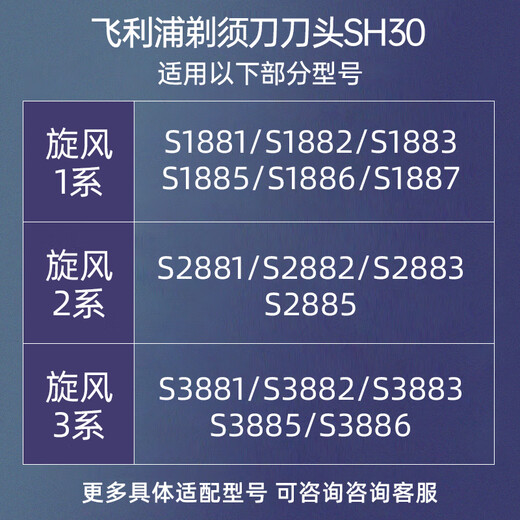 原装飞利浦剃须刀刀头片SH30配件S1881/1883/2881/2883/3881/3883 原装SH30单个简装-新款