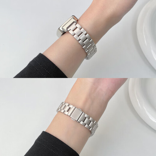 Shangmo es adecuado para la pulsera Huawei 1098/7/6Pro Strap Metal Cinturón de acero de tres plantas Summer Huawei 9 Smart Sport Sports Bindo de acero de acero-Color de la luz de la estrella Aplicable: Huawei Bracelet 10 correa [Versión general de la NFC]