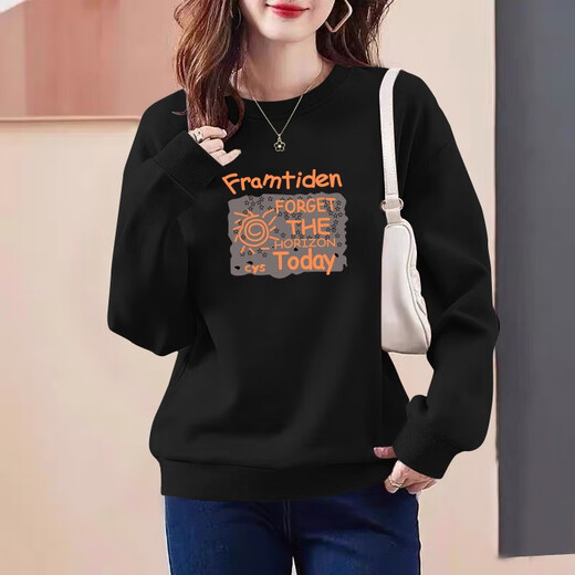 Gtyuwvg Sweinshirt a principios de otoño para mujeres delgadas 2024 Autumn and Winter New Style más terciopelo engrosado Cuello redondo de cuello redondo Top 6227 Apricot redonda de cuello redondo marrón rojizo 8-100Jin [Jin iguala 0.5 kg]