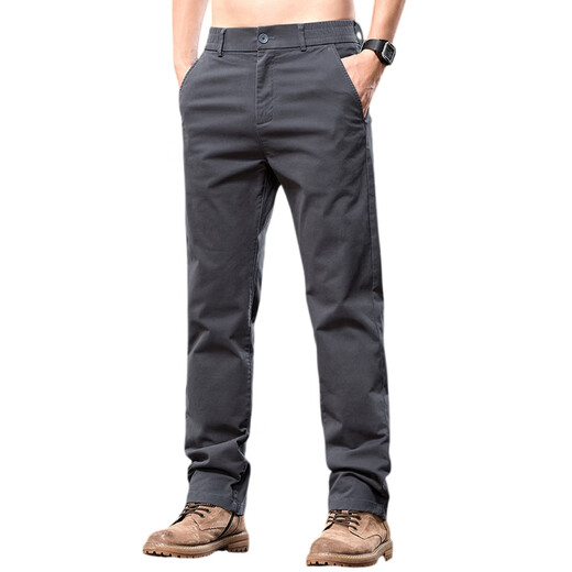 利郎2025新款半松紧腰休闲裤男士中年百搭简约直筒 卡其色6621 28