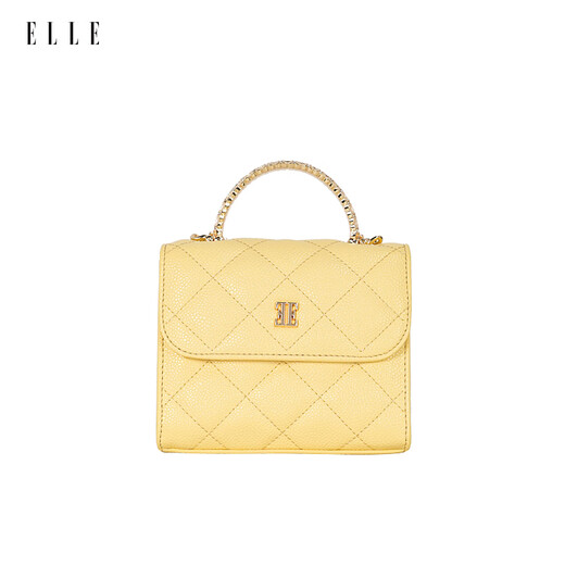 ELLE25年春夏季新款珐琅手柄中号链条斜挎包时尚手提斜挎包46789官方 日光黄 预售