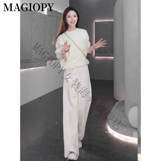 MAGIOPY国际奢侈高档品牌时尚减龄休闲运动套装女2025春宽松显瘦韩版洋气 杏色两件套 S(100斤以内)