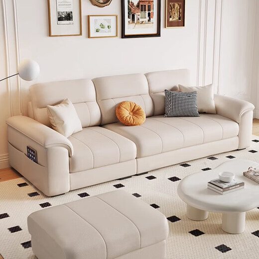 Mumian's new minimalist cat claw leather sofa living room small apartment piano keys straight sofa SF-A80 2.1 meters white