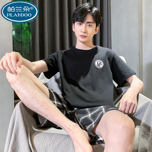 Palando Pajamas para hombres para hombres pantalones cortos de manga corta de algodón de verano para hombres para ropa casera para niños para mediana edad de verano y los jóvenes pueden usar traje 9928 [h shorts de manga corta de la serie H para hombres traje] XL [recomendado 125-140Jin [Jin equivale a 0.5 kg]]]