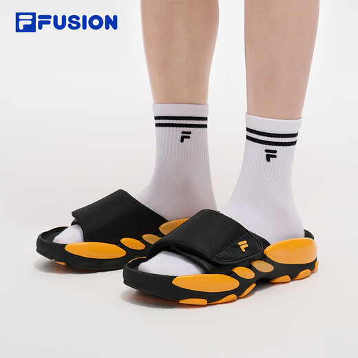 FILA FUSION斐乐潮牌男鞋ANTS SLIPPER拖鞋2025夏季新款蚂蚁拖鞋 黑/万寿菊橙-BZ 41
