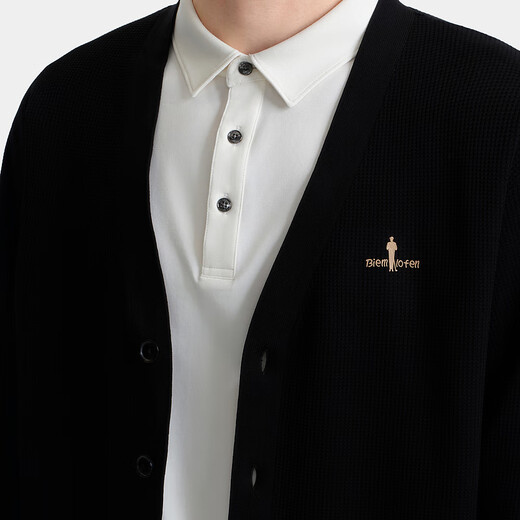 Biyinlefen wool knitted fabric 2025 new autumn men's V-neck sheep wool texture soft woolen cardigan