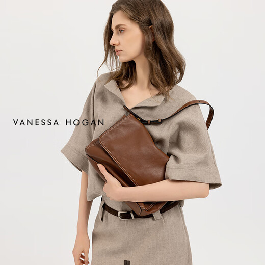 Vanessa Hogan [High-End-Neuprodukt] VH Damenbeutel Zhixing Aktentasche mittelgroße helle luxuriöse Gemüse gebräuntes Leder mit großer Kapazitätsumbeutel Kakao Rotbraun (mit exquisiter Geschenkbox)