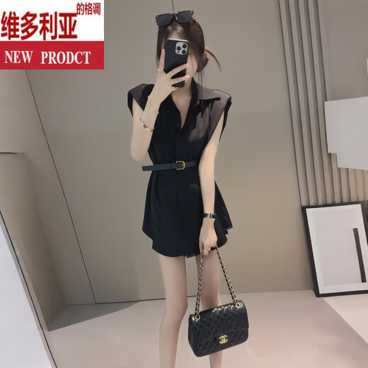 维多利亚的格调法式气质名媛时尚套装女夏季2025新款小香风感上衣短裤两件套 黑色套装 M 建议101-110斤