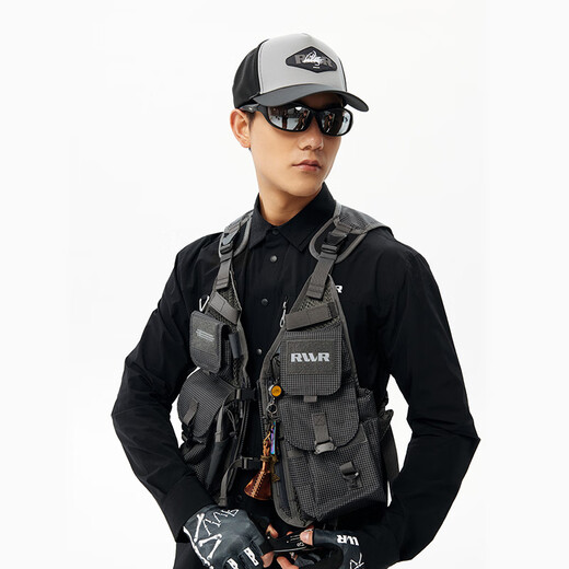 RVVR streamer vest is comfortable, breathable, large capacity, versatile, lightweight, convenient, outdoor multi-functional fishing vest RA2805 Mountain Green