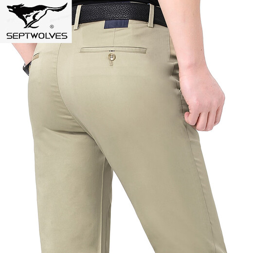 Sieben Wölfe Frühlings- und Herbst mittlere Hose mittleren Alters im mittleren Alter mit geradlinigen Hosen im mittleren Alter mit mittleren Altershosen mit hoher Taille Lose Den Dünnstil 9226-1: Khaki 29