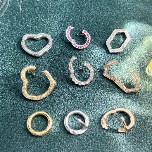 Junpo 18k gold buckle inlaid with diamond pendant, high cargo rope, movable K gold connecting buckle head, thickened jewelry jade multi-purpose accessories, 18K gold full diamond universal ring, extra large size with certificate