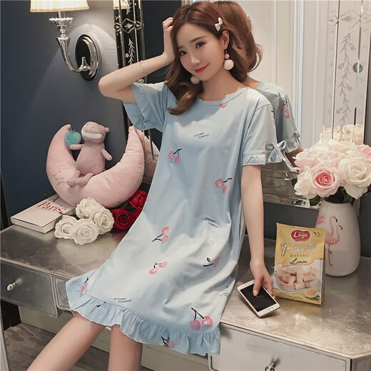 Langsha Nachthemd für Frauen im Sommer 2025 Neue pure Baumwoll japanische süße Pyjama schwangere Frauen Internet Prominente Hauskleidung kann für Frühlings- und Herbstweste 695 Striped Flamingo 165 (l) alle Größe ausgehen