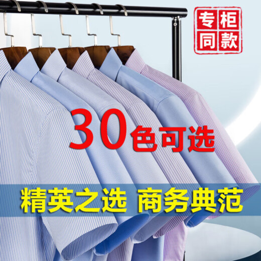 七匹狼（septwolves）商务短袖衬衫男支持定制职业装通勤短袖衬衣亲肤透气百搭半袖上衣 DX6636 43