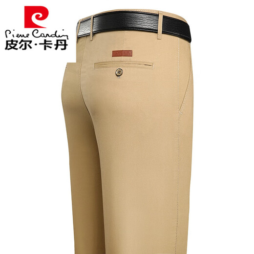 Pierre CARDIN men's pure cotton casual pants spring and summer thin style middle-aged and elderly high waist deep crotch straight trousers loose dad suit 9855 navy blue 29 [waist circumference 2 feet 2]