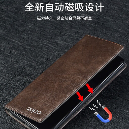 DGPZOPPO Reno14Pro手机壳新款真皮镜头全包防摔Reno14磁吸保护套翻盖皮套高档商务牛皮手机套男款女款 OPPOReno14  深棕色