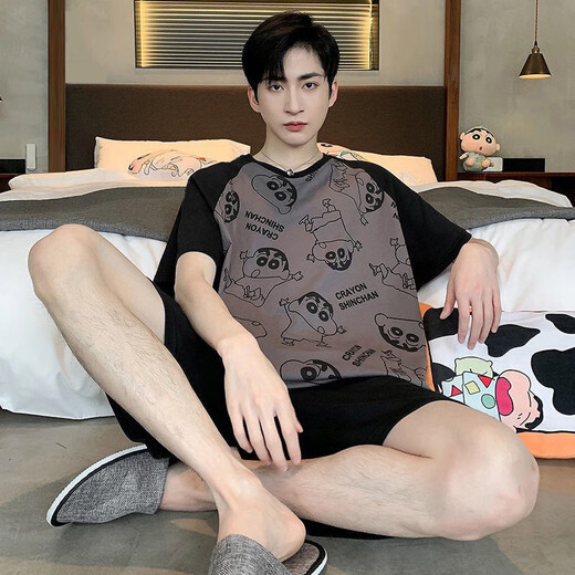 Rongxitu (Rongxitu) Pajamas hommes Men d'été à manches courtes pour adolescents lycéens dessin animé des vêtements à la maison des hommes plus grosses