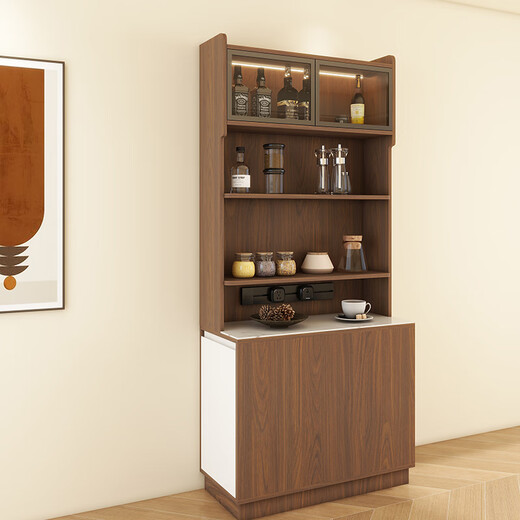 Yijuge solid wood second-hand ultra-thin sideboard storage cabinet dining table integrated side cabinet storage cabinet narrow island cabinet customization length 90 width 40 height 200 / deciduous walnut + white