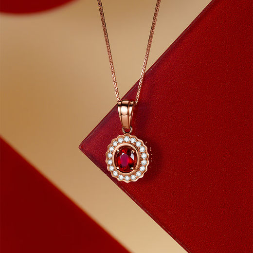 I Do 18K gold inlaid ruby diamond necklace light luxury high-end jewelry pendant Chinese Valentine's Day gift